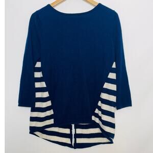 Nordstrom Collection 100%‎ Cashmere Sweater - Navy/White Stripe - Women's Size M